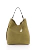 Anna Morellini Leren schoudertas "Sebastiana" in Olive - (B)38 x (H)36 x (D)14 cm
