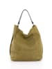 Anna Morellini Leder-Schultertasche "Sebastiana" in Olive - (B)38 x (H)36 x (T)14 cm