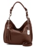 Anna Morellini Leder-Schultertasche "Fiorella" in Brau - (B)30 x (H)27 x (T)9 cm