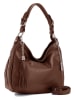 Anna Morellini Leder-Schultertasche "Fiorella" in Brau - (B)30 x (H)27 x (T)9 cm