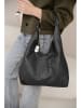 Anna Morellini Leder-Schultertasche "Nicolina" in Schwarz - (B)41 x (H)42 x (T)11 cm