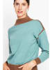 William de Faye Pullover in Türkis/ Camel