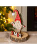 Hollybell Deco-object "Gnome" lichtbruin/rood - (H)14 x Ø 8 cm