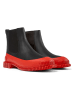 Camper Leder-Chelsea-Boots in Schwarz/ Rot