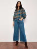 Apricot Bluse in Camel/ Blau