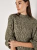 Apricot Strickkleid in Khaki/ Weiß