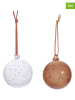 OYOY living design 2-delige set: kerstballen lichtbruin/wit - Ø 7 cm