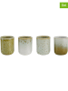 heine home Kubki (4 szt.) w kolorze kremowo-oliwkowym do cappuccino - wys. 8,5 x Ø 7,5 cm