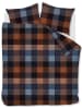 Beddinghouse Komplet pościeli flanelowej "Beckett" w kolorze niebiesko-pomarańczowym