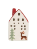 Clayre & Eef Leddeco-object "Huis" wit/rood - (B)6 x (H)10 x (D)5 cm
