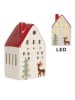 Clayre & Eef Leddeco-object "Huis" wit/rood - (B)6 x (H)10 x (D)5 cm