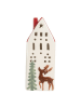 Clayre & Eef Leddeco-object "Huis" wit/rood - (B)7 x (H)19 x (D)6 cm
