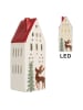 Clayre & Eef Leddeco-object "Huis" wit/rood - (B)7 x (H)19 x (D)6 cm