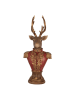 Clayre & Eef Deco-object "Hert" bruin/rood - (B)16 x (H)36 x (D)14 cm
