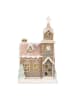 Clayre & Eef LED-Dekoobjekt "Haus" in Hellbraun - (B)14 x (H)23 x (T)12 cm