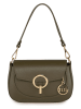 Mia Tomazzi Leder-Umhängetasche ''Ceresio'' in Khaki - (B)22 x (H)14 x (T)4,5 cm
