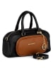 Mia Tomazzi Leren handtas ''Barellai'' zwart/lichtbruin - (B)29 x (H)13 x (D)9 cm