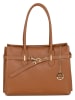 Mia Tomazzi Leren handtas ''Zoagli'' lichtbruin - (B)34 x (H)25 x (D)13 cm