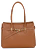Mia Tomazzi Leren handtas ''Zoagli'' lichtbruin - (B)34 x (H)25 x (D)13 cm