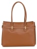 Mia Tomazzi Leren handtas ''Zoagli'' lichtbruin - (B)34 x (H)25 x (D)13 cm