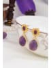 Pierres delicates Pozłacane kolczyki-wkrętki z ametystami
