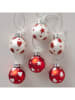Boltze 12-delige set: kerstballen "Nollag" wit/rood - (B)3 x (H)4 cm