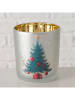 Boltze Świecznik "Christmas Tree" w kolorze srebrno-zielonym - wys. 8 cm