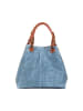 Lucca Baldi Leder-Henkeltasche "Fosdinovo" in Hellblau - (B)45 x (H)37 x (T)15 cm