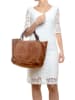 Lucca Baldi Leder-Schultertasche "Gimignano" in Camel - (B)50 x (H)45 x (T)20 cm