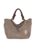Lucca Baldi Leder-Schultertasche "Gimignano" in Taupe - (B)50 x (H)45 x (T)20 cm