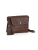 Lucca Baldi Leren schoudertas "Bagni" donkerbruin - (B)25 x (H)17 x (D)7 cm