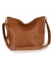 Lucca Baldi Leder-Schultertasche "Trapani" in Camel - (B)33 x (H)25 x (T)14 cm