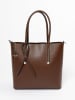 Lia Biassoni Leder-Schultertasche "Mallero" in Dunkelbraun - (B)32 x (H)30 x (T)12 cm