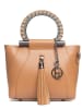 Lia Biassoni Leder-Henkeltasche "Garlate" in Hellbraun - (B)28 x (H)21 x (T)10 cm