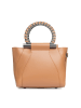 Lia Biassoni Leren handtas "Garlate" lichtbruin - (B)28 x (H)21 x (D)10 cm