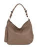 Lia Biassoni Leder-Schultertasche "Monate" in Taupe - (B)36 x (H)26 x (T)10 cm