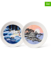 Moomin 2er-Set: Dessertteller ''Snowlant & Moomins'' in Blau/ Orange - Ø 19 cm