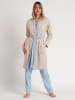 admas Bademantel in Beige/ Hellblau