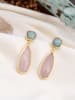 L'Atelier de Gaia Pozłacane kolczyki-wkrętki z kwarcem różowym i amazonitami