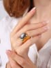 L'Atelier de Gaia Vergold. Ring mit Edelsteinen und Perle