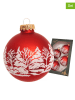 Krebs Glas Lauscha Kerstballen "Winterwoud" rood - 4 stuks - Ø 7 cm