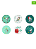 Trendy Kitchen by EXCÉLSA 6-delige set: dessertborden "Peanuts Shiny & Bright" wit/groen - Ø 20,5 cm