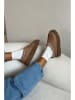trendyol Skórzane slippersy w kolorze brązowym
