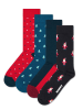 Happy Socks Skarpety antypoślizgowe (4 pary) "Holiday" w kolorze granatowo-czerwonym