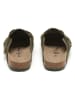 billowy Leder-Clogs in Khaki