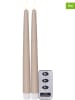 STAR Trading Świece LED (2 szt.) "Flamme Slim" w kolorze beżowym - wys. 28,5 cm