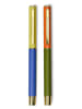 DESIGNWORKS INK ® 2-delige set: balpennen blauw/kaki/oranje - (L)13 cm
