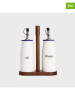 Homla 3-delige set: olie- & azijnset "Modern Hamptons" bruin/wit - (B)17 x (H)21 cm