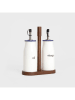 Homla 3-delige set: olie- & azijnset "Modern Hamptons" bruin/wit - (B)17 x (H)21 cm