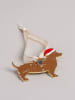 Eulenschnitt Baumschmuck "Weihnachtsdackel" in Hellbraun - (B)8 x (H)5 cm